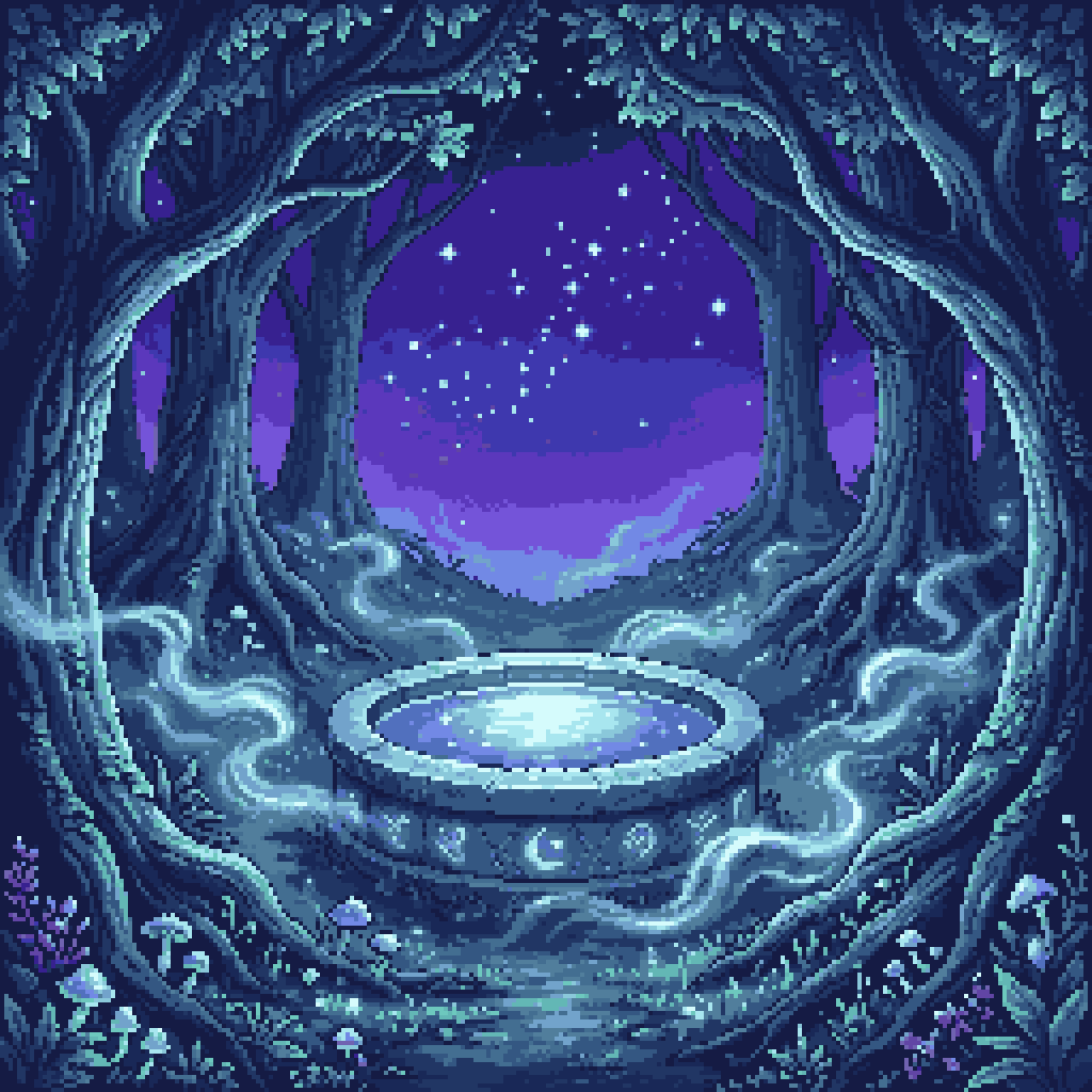 Pixel-art drowned moon representing Keeper Orra’s lighthouse vigil